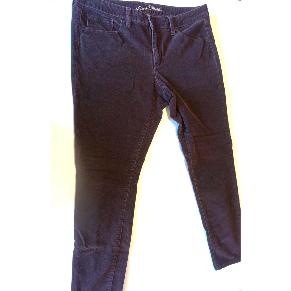 Universal Thread Womens Mid Rise Skinny Corduroy Pants Plum Burgundy 14/32R‎
